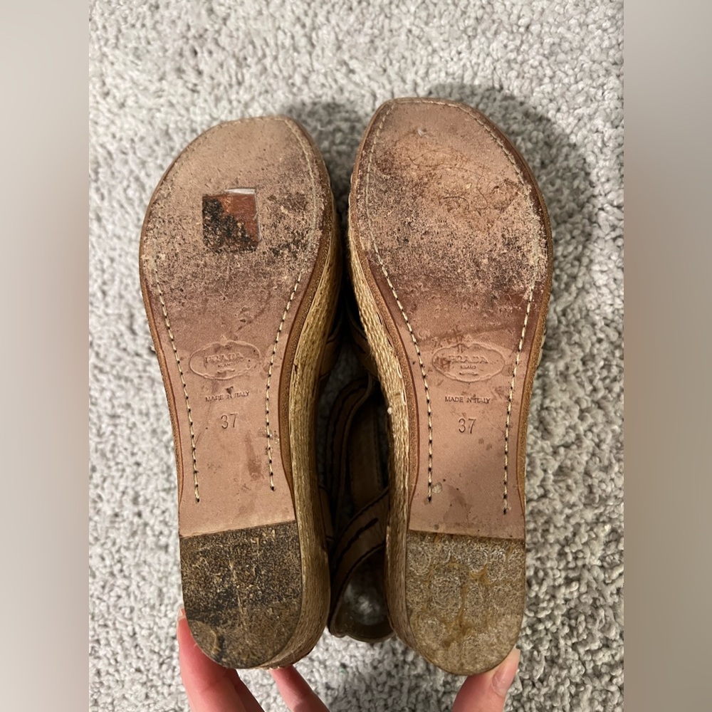 PRADA  vintage‎ wedge heels open toe with amazing details ! - Picture 3 of 15